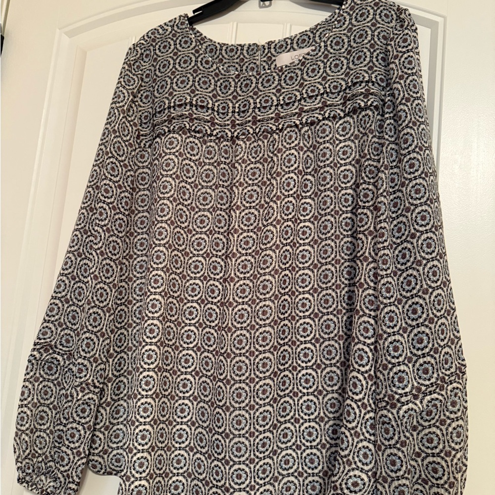 LOFT Geometric Black and White Blouse